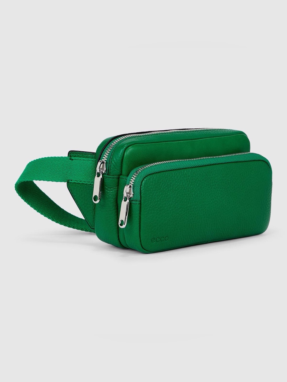 Ecco Green Leather Waist Belt Bag with Silver Hardware - Picture 2 of 4